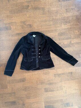 White House Black Market Velvet military-style blazer jacket Women Black